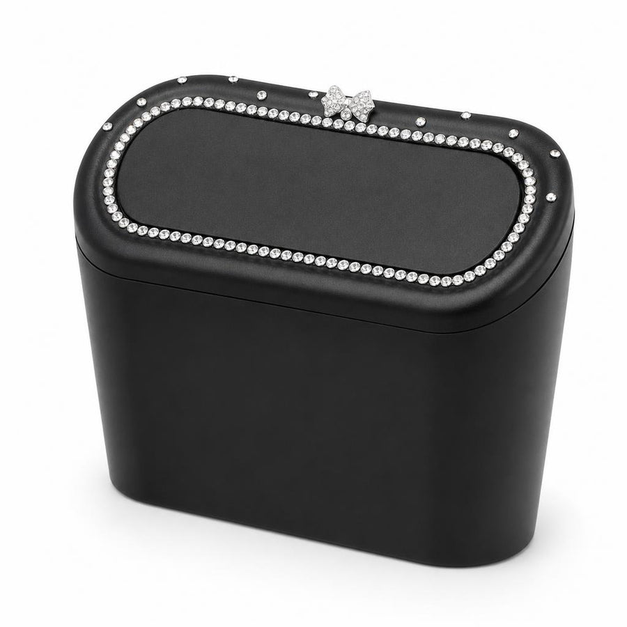 CleanSpace leakproof car trash can with rhinestone lid on white background