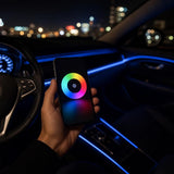 Smartphone app controlling the color of the car RGB ambient lights at night
