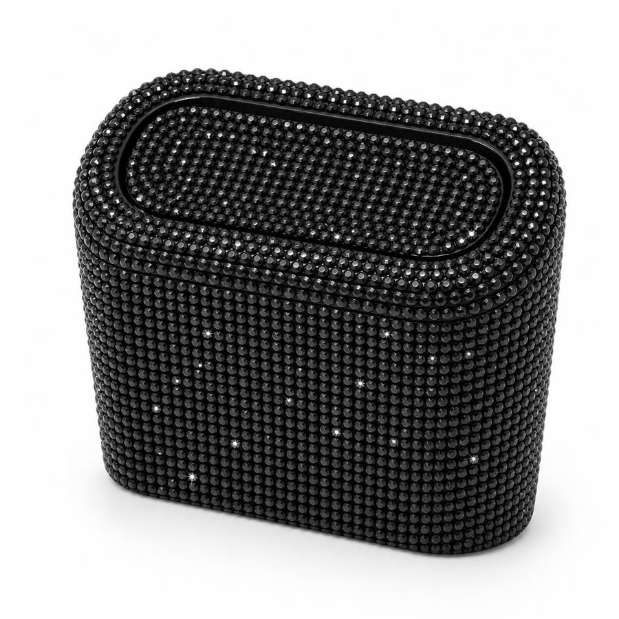 CleanSpace car trash can in black stone rhinestone crystal