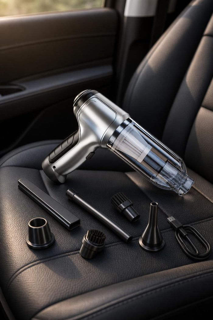 Cordless car vacuum in use